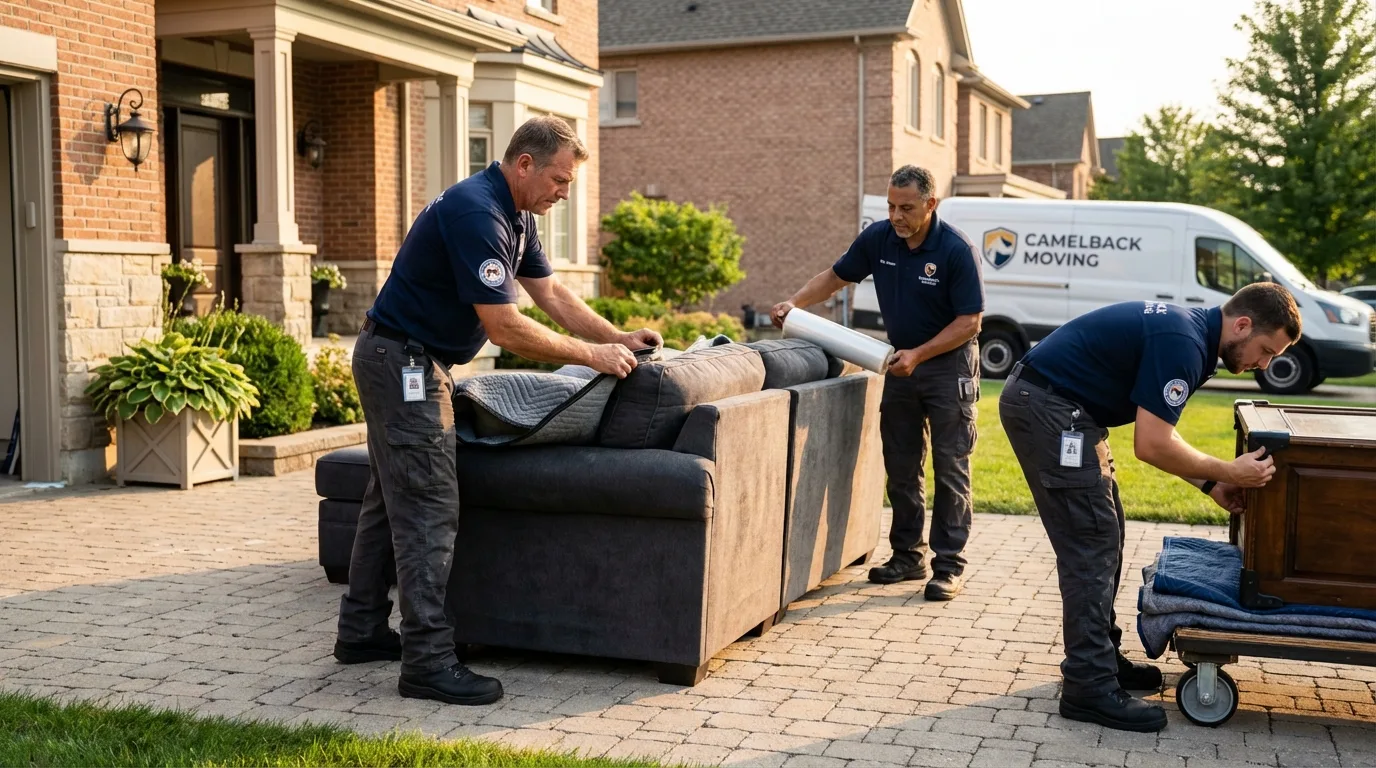 Large estate moving crew wrapping furniture in Perham, MN