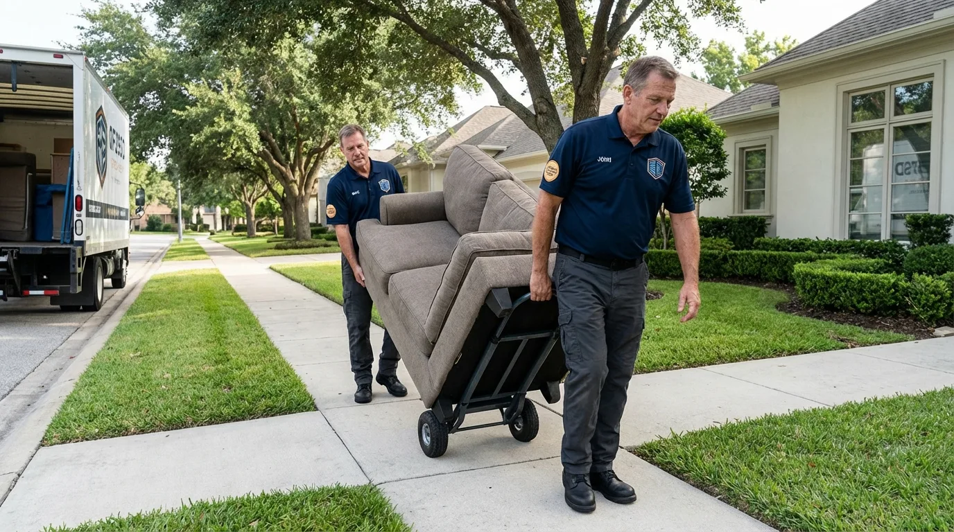 Local residential moving crew loading furniture in Perham, MN